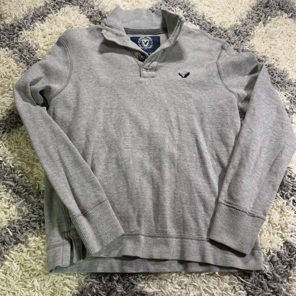 American Eagle Men's Mock Neck Buttoned Running Gym Pullover Sweater Size M‎ - Picture 1 of 6